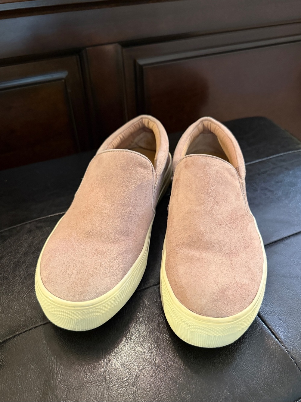 Steve Madden Women's Slip-On Suede Sneakers in Blush and Cream